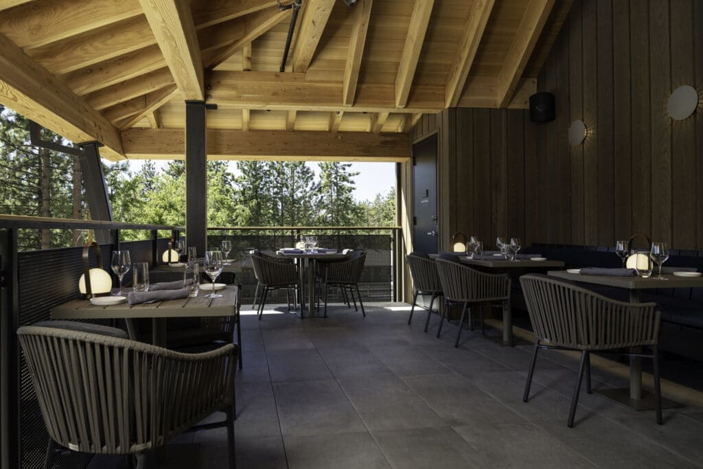 Outdoor patio at Maggie's restaurant in South Lake Tahoe